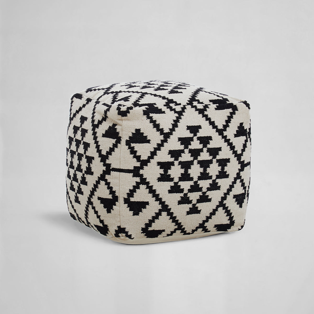 Cefena Square Black and White Patterned Pouffe