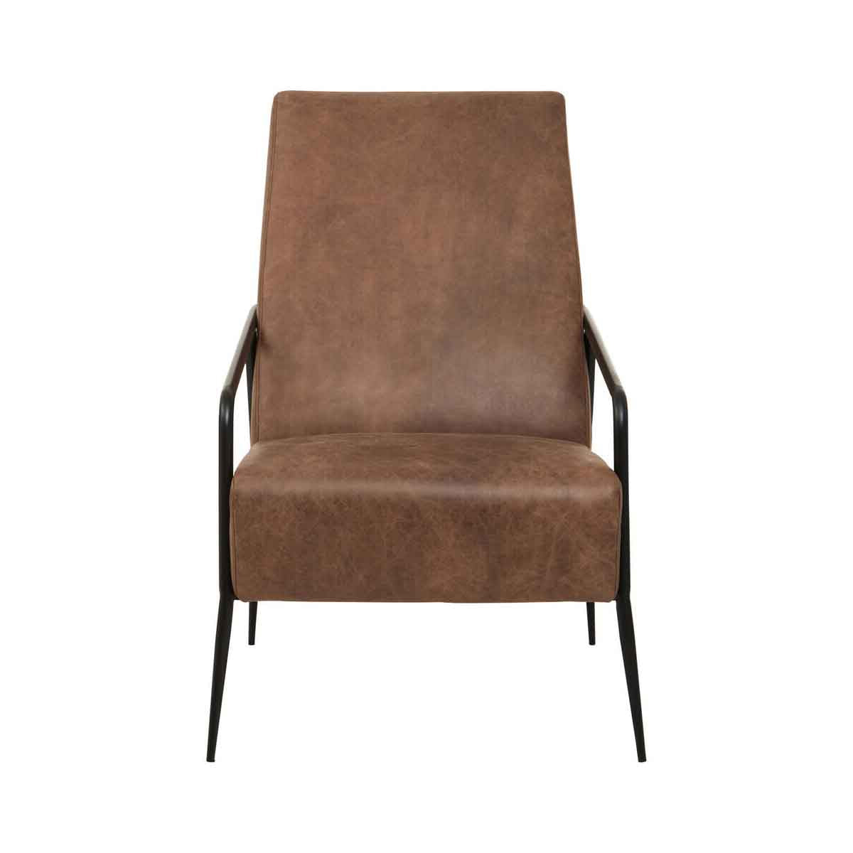 Hoxton Brown Leather Chair With Tapered Back.