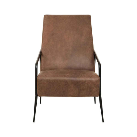 Hoxton Brown Leather Chair With Tapered Back.