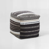 Cefena Grey And White Pouffe