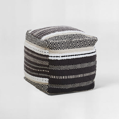 Cefena Grey And White Pouffe