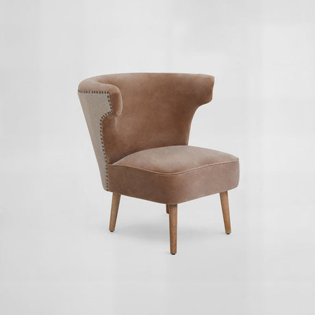Cefena Mink Velvet and Natural Linen Chair