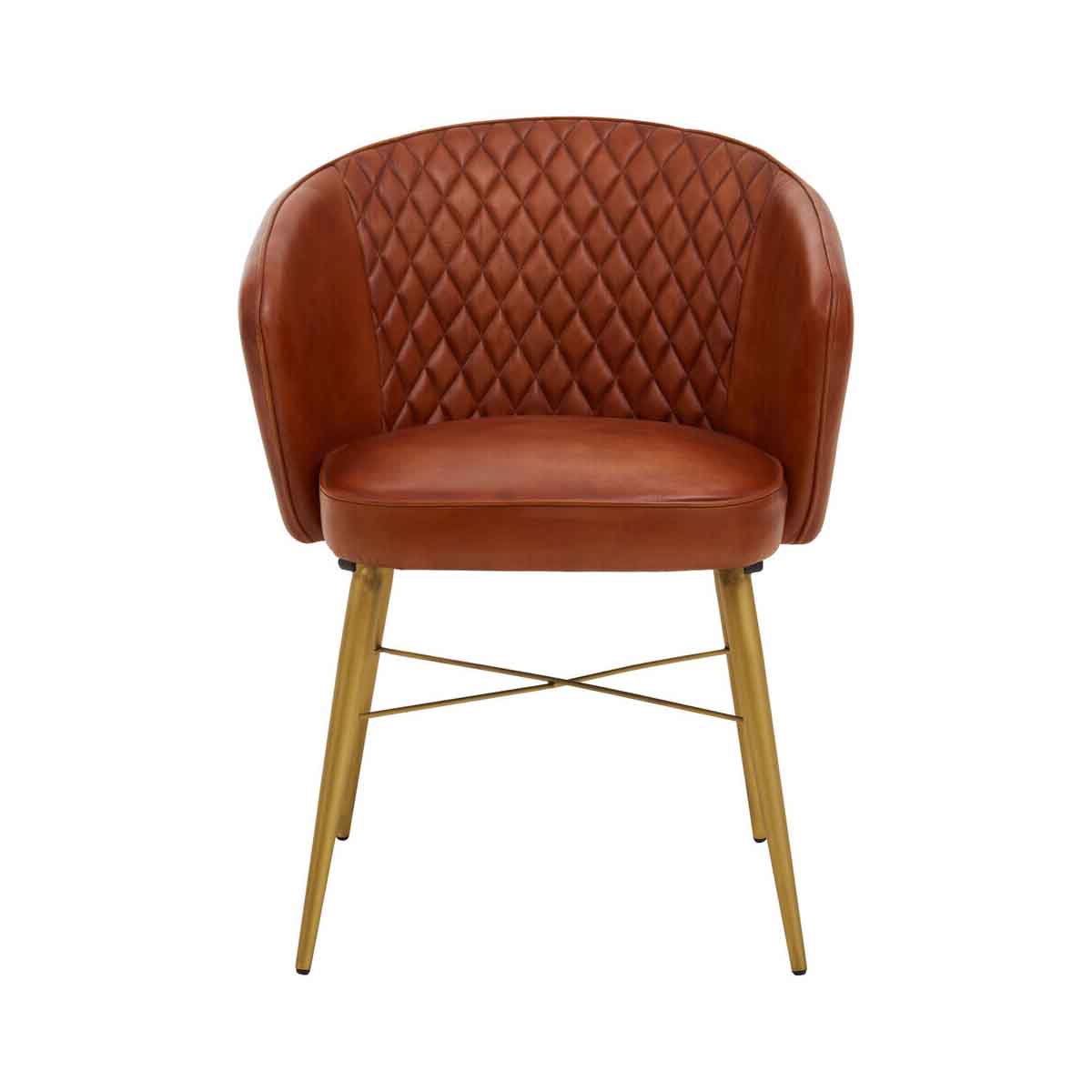 Buffalo Tan Leather Chair With Gold Finish Legs
