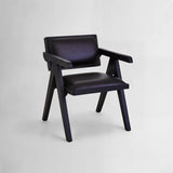 Buffalo Black Leather Armchair With Wood Frame