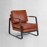Buffalo Tan Leather Armchair With Black Iron Frame