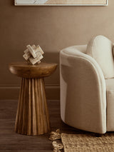 Walsa Natural Mango Wood Carved Ridge Side Table