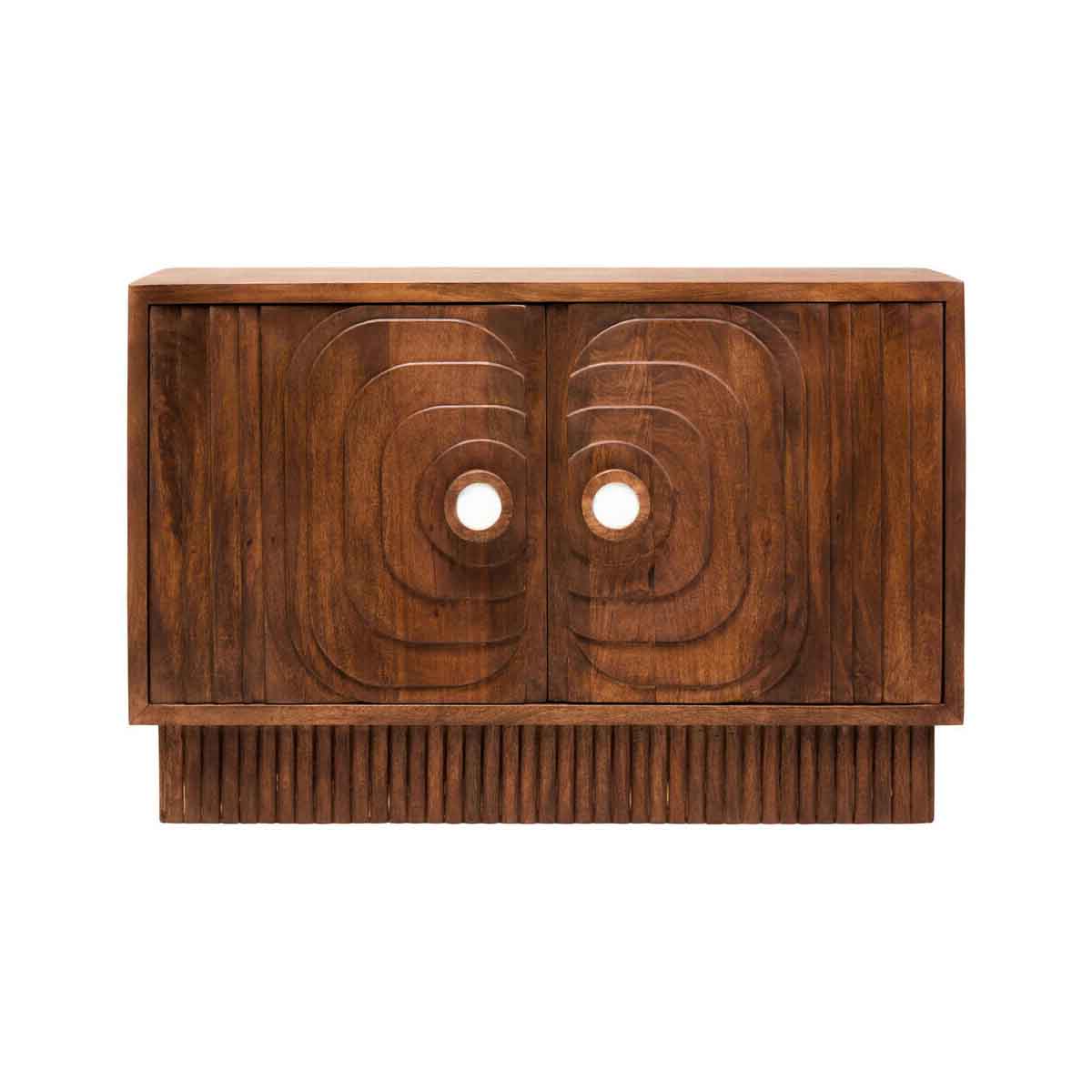 Sangar Two Door Mango Wood Carved Design Sideboard