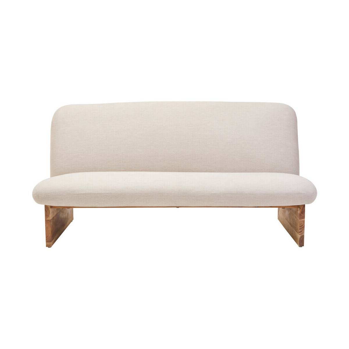 Parova Two Seater Linen Texture Armless Sofa With Wood Base