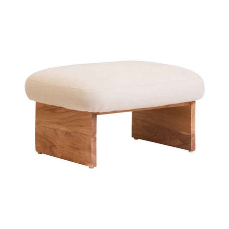 Parova Linen Texture Footstool With Wood Base