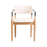 Persolo Texture Fabric Black Iron And Wood Frame Dining Chair