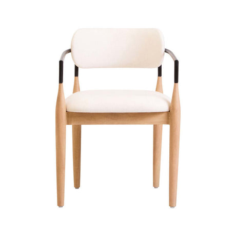 Persolo Texture Fabric Black Iron And Wood Frame Dining Chair