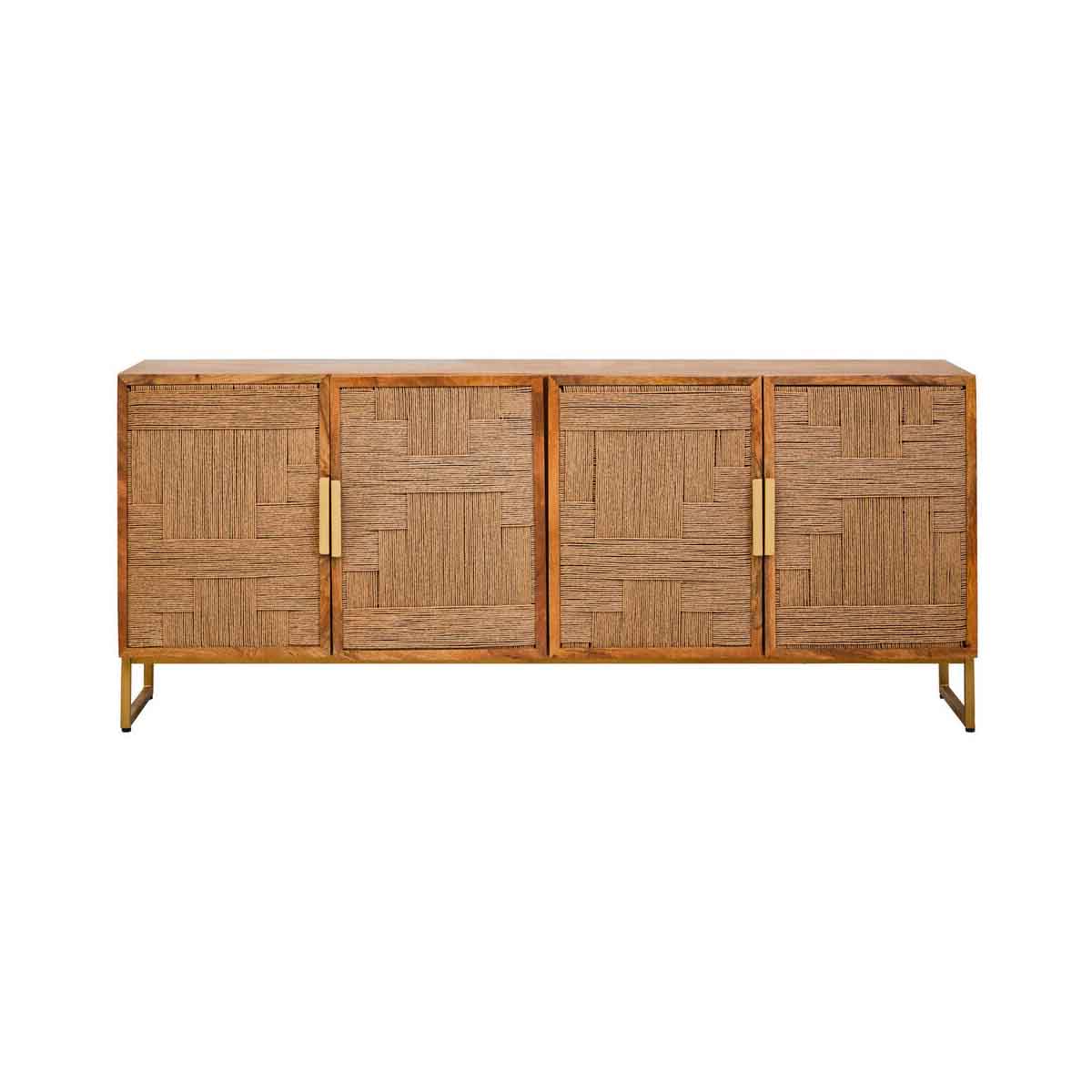 Teora Mango Wood Paper Rope Detail Four Door Sideboard