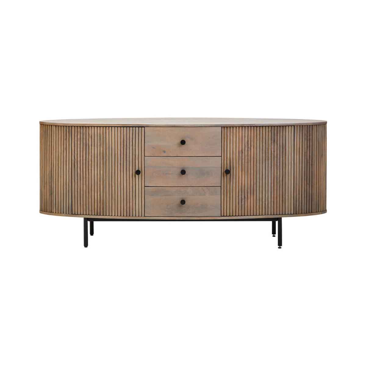 Torello Three Drawer Grey Mango Wood Sideboard