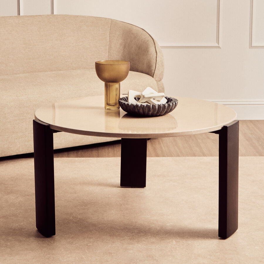 Palermo Round Cream Marble Top Large Coffee Table