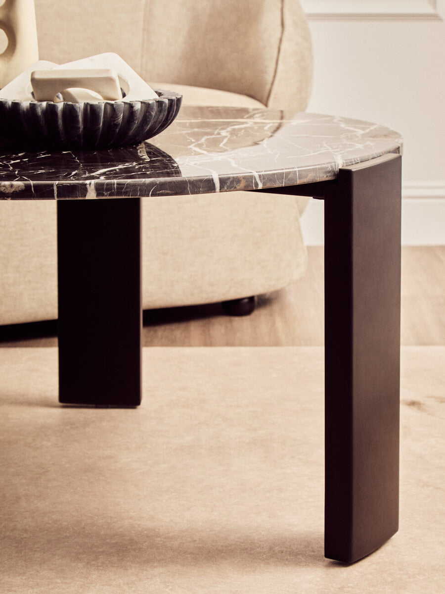 Palermo Round Black Marble Top Large Coffee Table