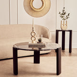Palermo Round Black Marble Top Large Coffee Table