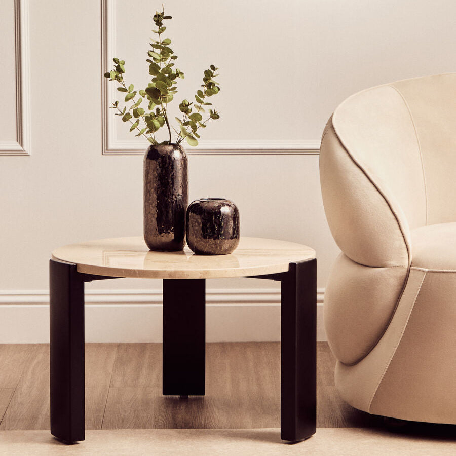 Palermo Round Cream Marble Top Small Coffee Table