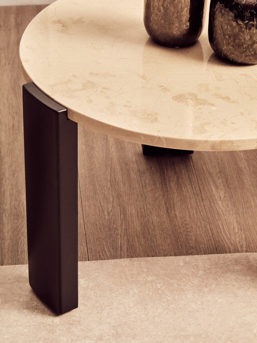 Palermo Round Cream Marble Top Small Coffee Table