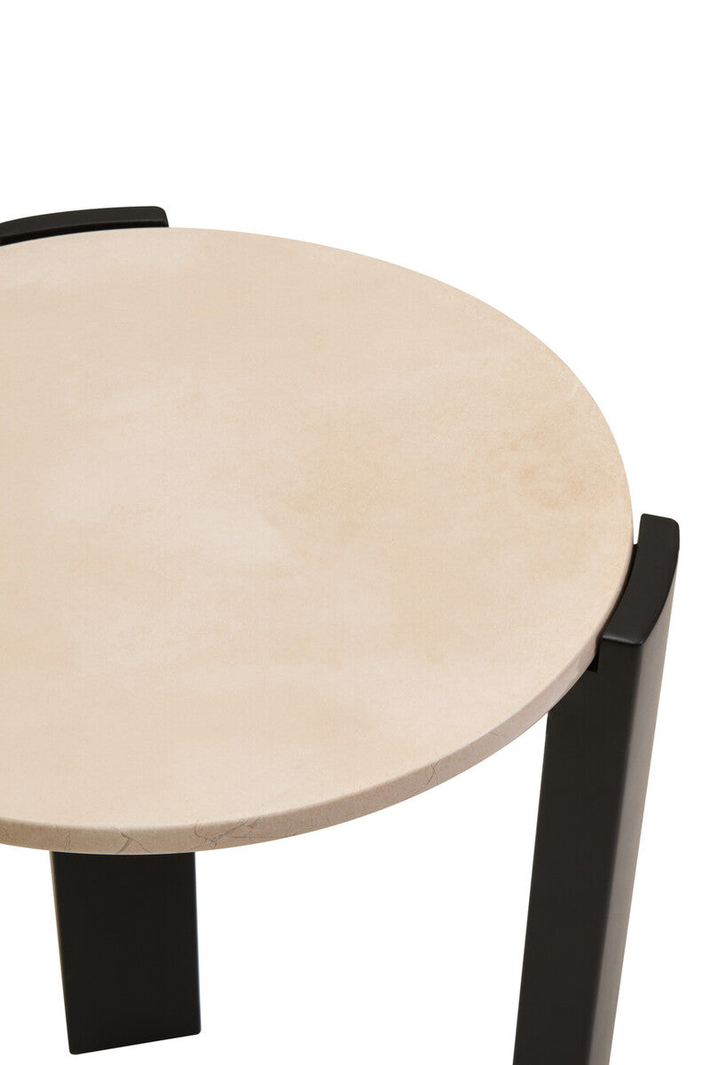 Palermo Cream Marble Top Round Side Table