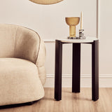 Palermo White Marble Top Round Side Table