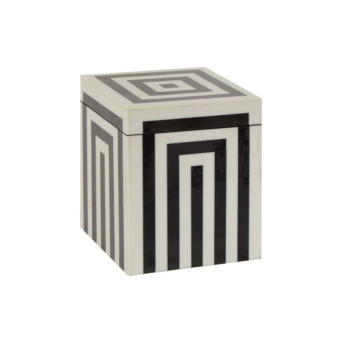 Donato Small Square Black and White Stripe Trinket Box