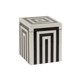 Donato Small Square Black and White Stripe Trinket Box