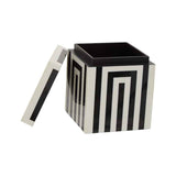 Donato Small Square Black and White Stripe Trinket Box