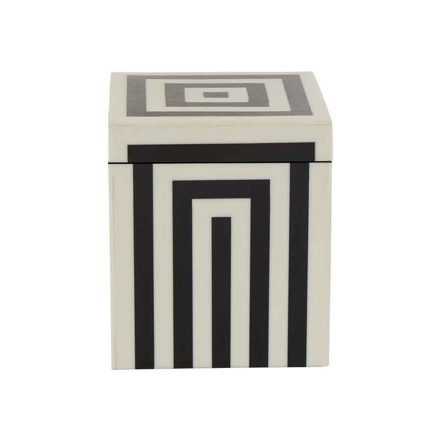 Donato Small Square Black and White Stripe Trinket Box