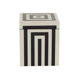 Donato Small Square Black and White Stripe Trinket Box