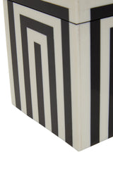 Donato Small Square Black and White Stripe Trinket Box