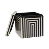 Donato Large Square Black and White Stripe Trinket Box