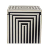 Donato Large Square Black and White Stripe Trinket Box
