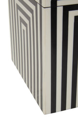 Donato Large Square Black and White Stripe Trinket Box