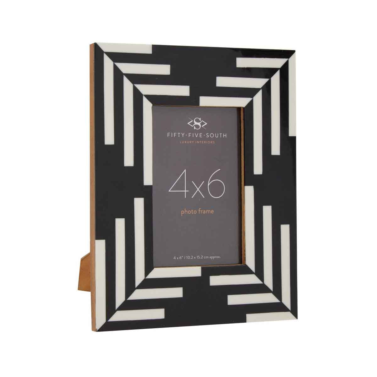 Donato 4in x 6in Black and White Stripe Photo Frame