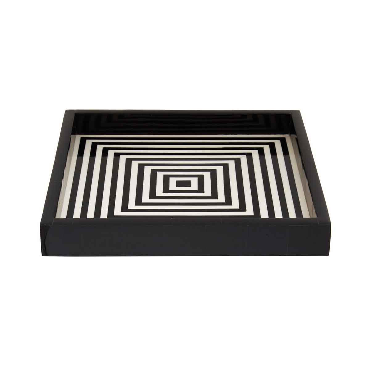 Donato Black And White Finish Square Tray