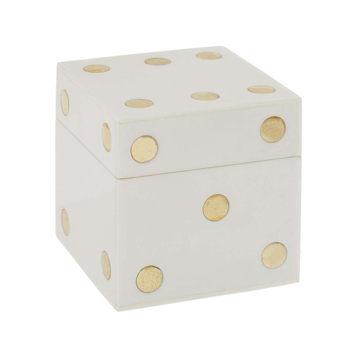 Churchill Games White and Gold Dice Box with Five White Dice