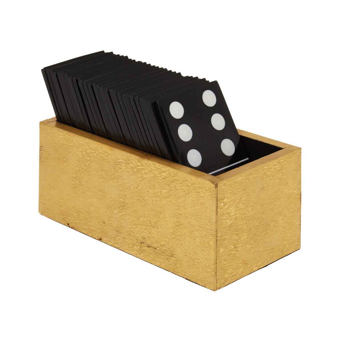 Churchill Games Gold Domino Set with Black Dominoes