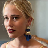 Danielle Lapis Resin and Worn Gold Pierced Earrings