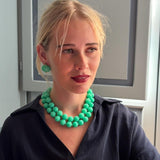 Luisa Carved Jade and Black Onyx Resin Clip Earring