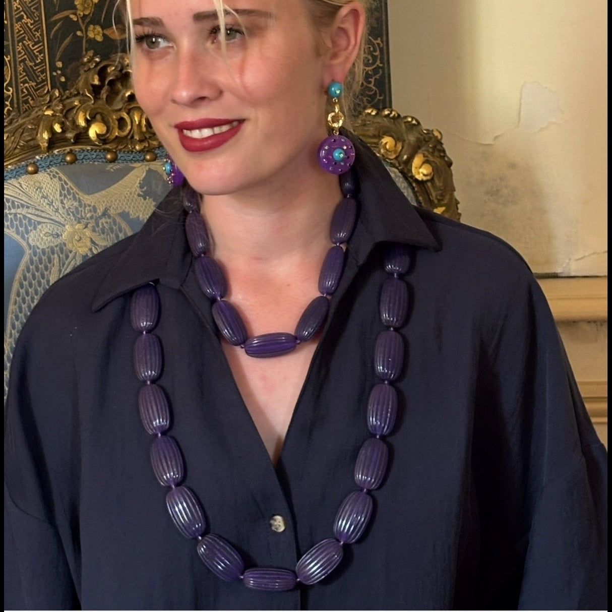 Renata Large Amethyst Resin Bead Choker