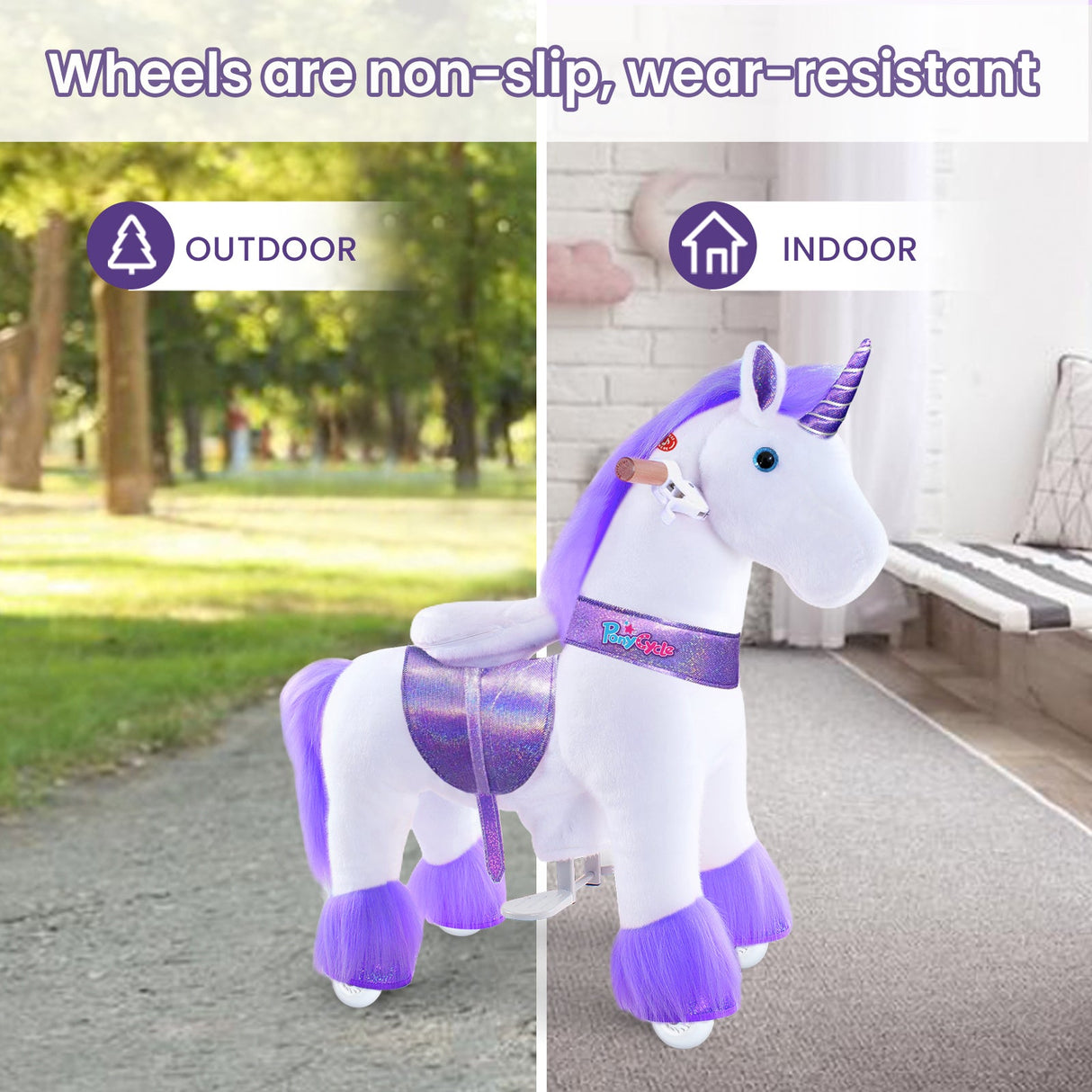 Ride-on Plush Unicorn Age 4-8 Purple（UK&EU in Stock）