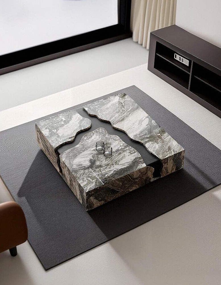 Aesop Low Coffee Table, Square Marble