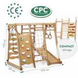 6in1 Toddler Wooden Climbing Frame -  Playground + Swings Set + Slide Board + Rope + Stairs