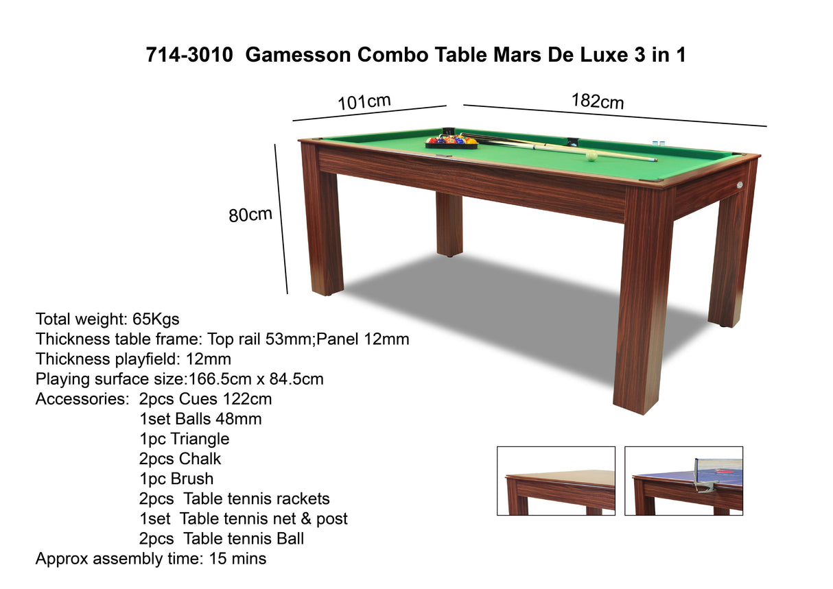 6' Mars Deluxe 3 In 1 Combo Table - 2 Cartons