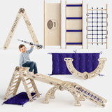 Apollo 5in1 Climbing Set: &Nbsp;Pikler Triangle, Net, Arch, Slide Board, and Cushion for Little Astronauts