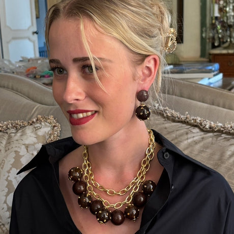 Valentina Tortoise and Tortoise Resin Studded Pierced Earrings