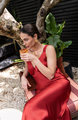 Amelia Midi Dress in Chilli Red