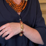 Flora Multi Stone Carnelian and Amber Resin Stone Bangle
