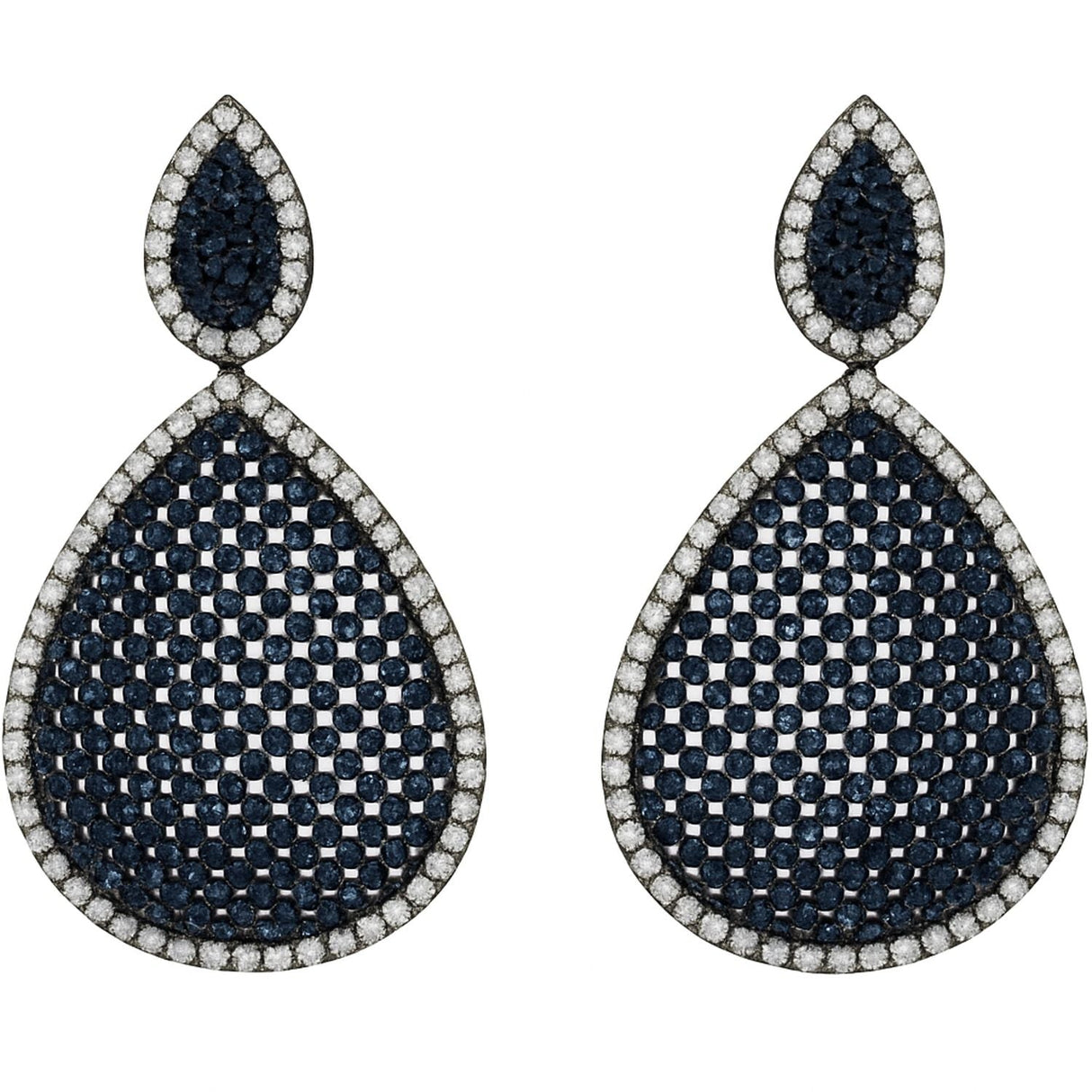 Angela Sapphire and Diamond Cubic Zirconium Pierced Earrings