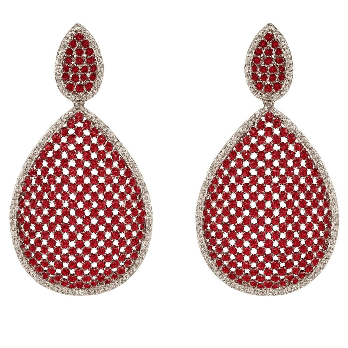 Angela Ruby and Diamond Cubic Zirconium Pierced Earrings